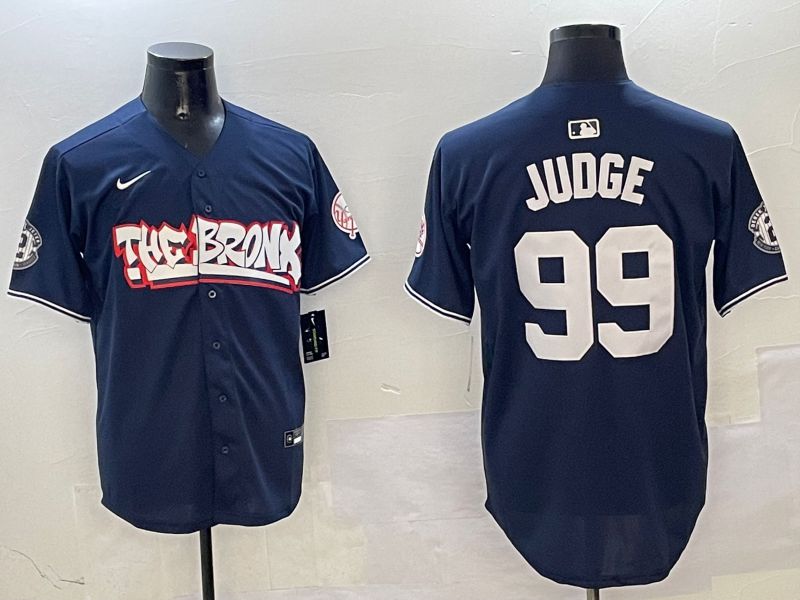 Men New York Yankees #99 Judge Drak Blue four generations Joint Name 2025 Nike MLB Jersey style 1